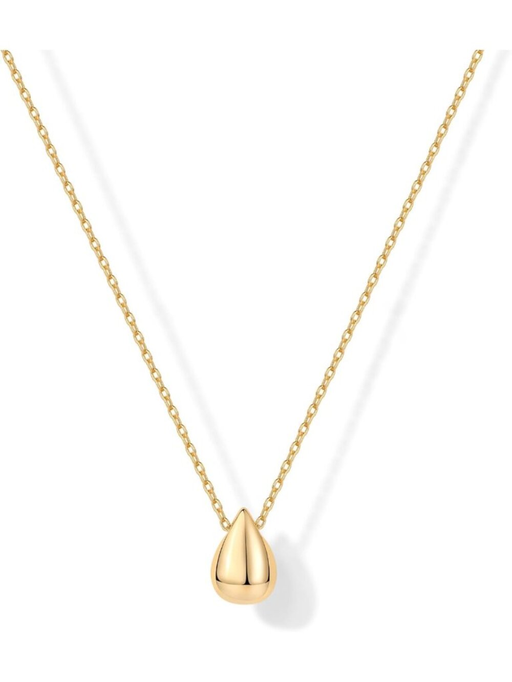 Dainty 14K Gold Plated Pear Pendant Necklace for Women | Elegant Tear Drop
